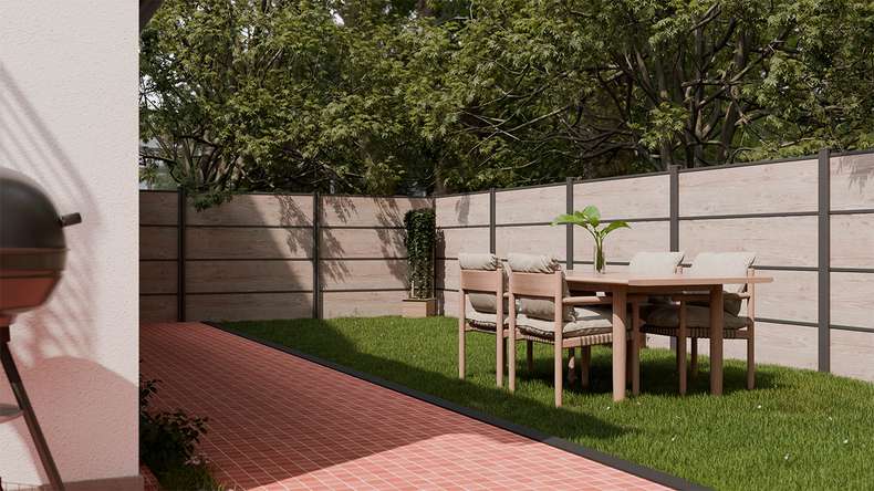 planeo Gardence Resistant - HPL plug-in fence wood look 180 x 183 cm