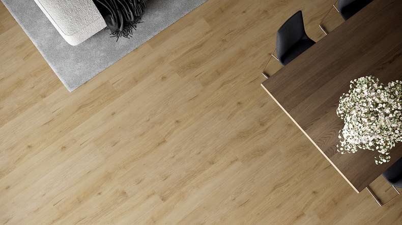 planeo Rigid Click Vinyl - HOMEtec Pro 50 IXPE Ivory Natural Oak | Impact sound insulation integrated (RP-G50-6)
