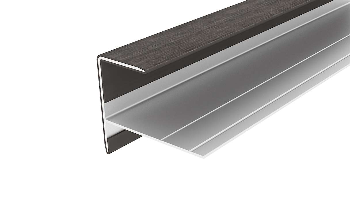 planeo LINEA – Aluminium CoEx end profile, dark grey, 3000 x 74 x 61 mm