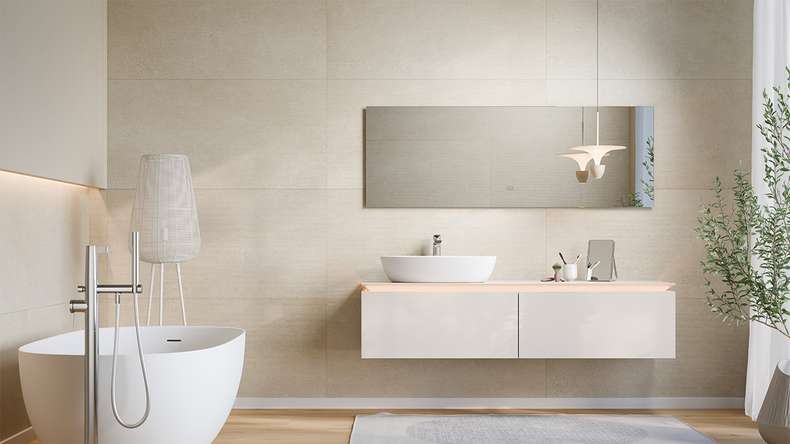 planeo wall cladding SPC - CeraRock Tile Stripes Concrete Tan 120 x 60 cm