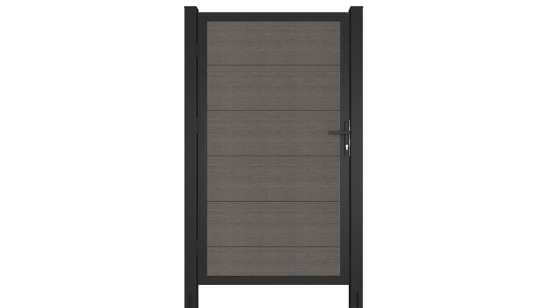planeo INFINITY XL-Board - WPC CoEx universal door dark grey with anthracite aluminium frame 100 x 180