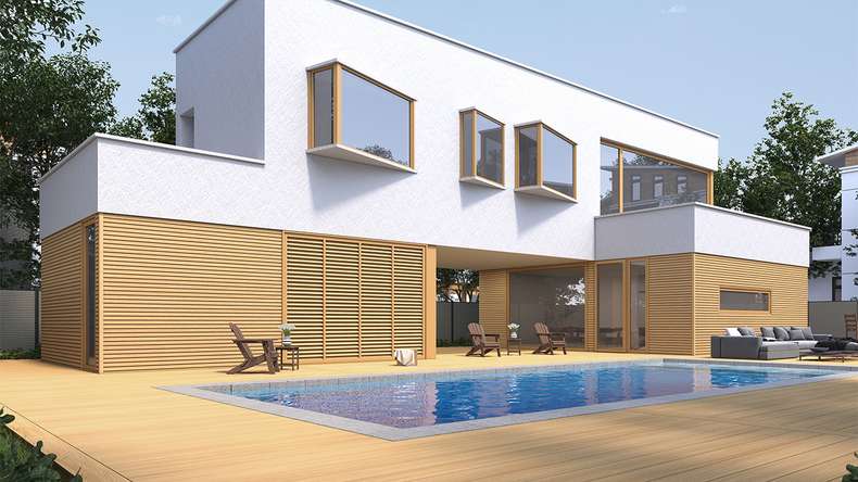 planeo LINEA Slim – WPC CoEx cladding, Sand, 2900 x 215 mm