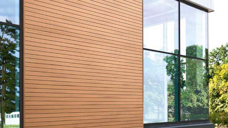 planeo Fassado - WPC rhombus strip facade cladding oak brown