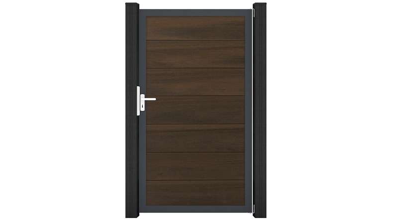 planeo Solid Grande - standard door walnut co-ex with anthracite aluminium frame