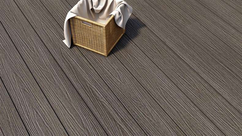planeo MAXLine Nature - WPC CoEx coated XL decking board hollow chamber - dark grey 3m textured/smooth brushed