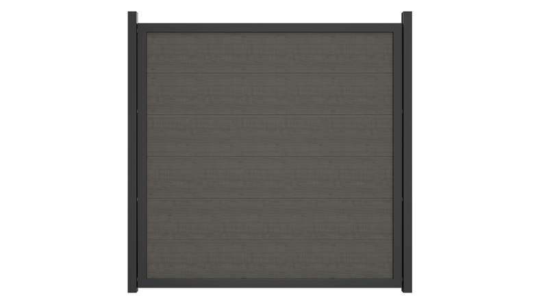 planeo Gardence Simply Guard - PVC garden fence Grey Ash Cut with aluminium frame in anthracite 180 x 180 cm