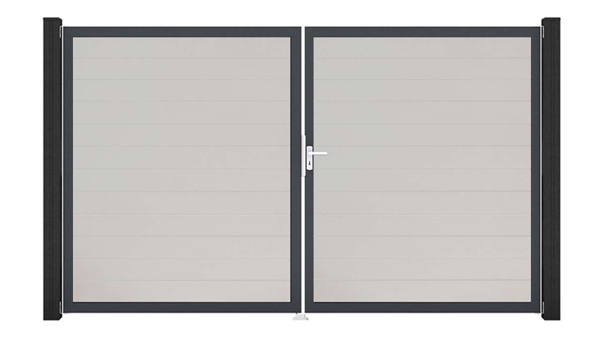 planeo Gardence Simply Small – 2-panel white PVC gate with aluminium frame, 300 x 180 cm
