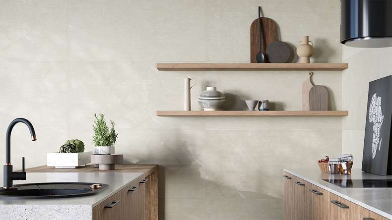 planeo wall cladding SPC - CeraRock Tile Stripes Ivory Marble 120 x 60 cm