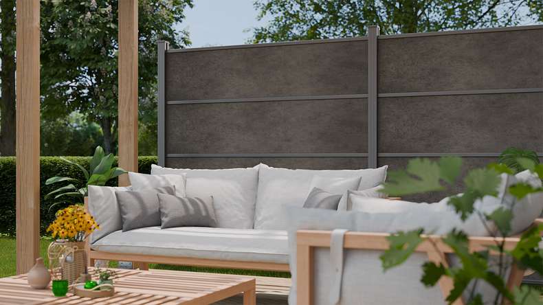 planeo Gardence Resistant - HPL plug-in fence anthracite grey 180 x 183 cm