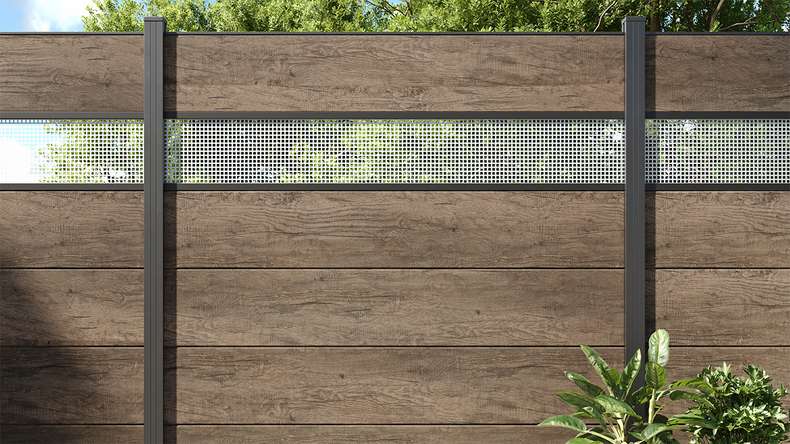 planeo Basic - PVC Plug-in Fence Square Monument Oak 180x180 cm