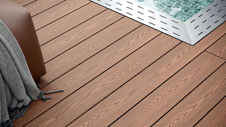 planeo SolidWood WPC decking complete set solid planks 4.2m (35.81m²) - light brown french/textured