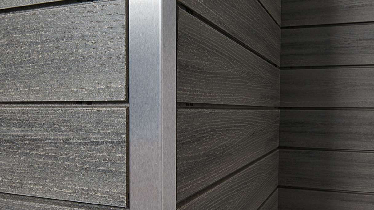 planeo Fassado - WPC rhombus strip facade cladding graphite grey