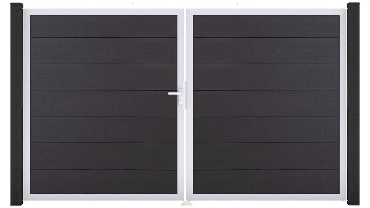 planeo Gardence Strong XL – BPC gate – double-leaf, anthracite grey with aluminium frame