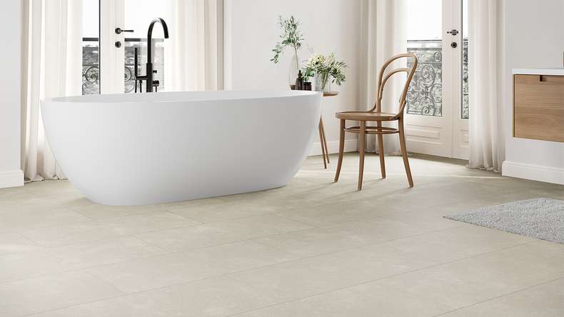 planeo Rigid click vinyl - Stone Crema | Impact sound insulation integrated (100P3010)