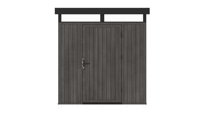 planeo WPC CoEx Flat-Roof Garden Shed S – Dark Grey 208 x 200 x 226.5 cm
