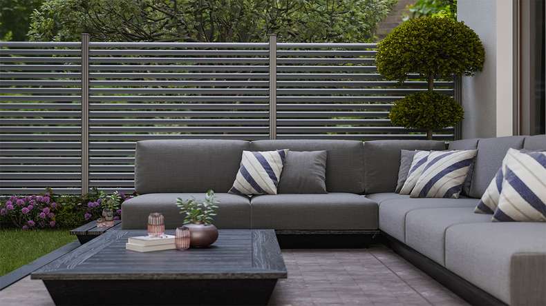 planeo Gardence Metallic Ellipse - Aluminium Garden Fence Square Anthracite | DB703