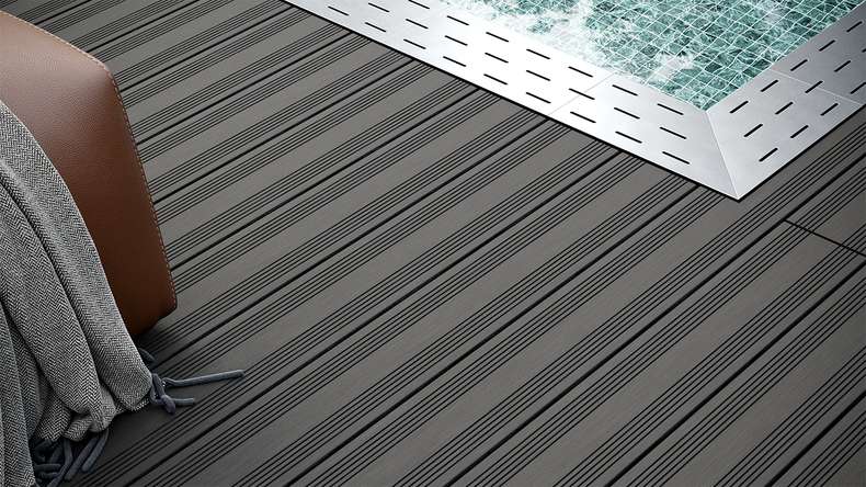 planeo SolidWood WPC decking board solid - Dark grey 3m french/structured