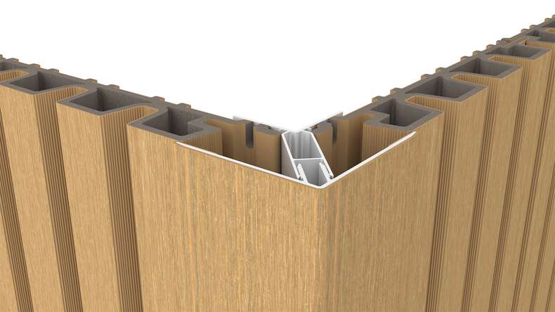 planeo LINEA – Aluminium CoEx external corner profile, Sand, 3000 x 66 x 66 mm