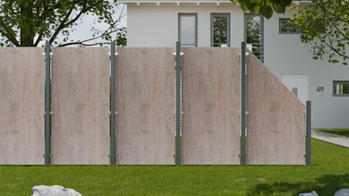 planeo Gardence Resistant - HPL privacy fence on edge - wood look 90 x 180cm