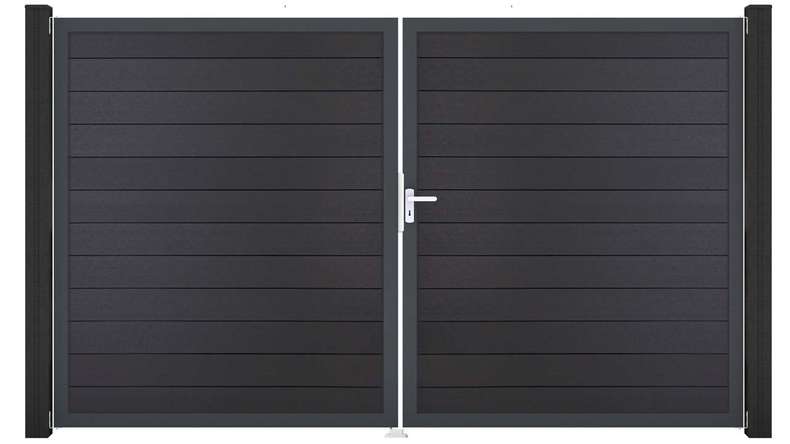 planeo Gardence BPC door - DIN right 2-leaf anthracite grey with anthracite aluminium frame