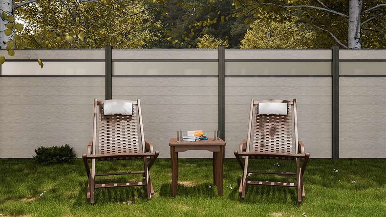 planeo Gardence Strong - BPC plug-in fence glass satin bi-colour sand 180 x 180 cm