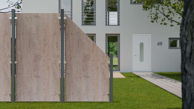 planeo Gardence Resistant - HPL privacy fence on edge - wood look 90 x 180cm