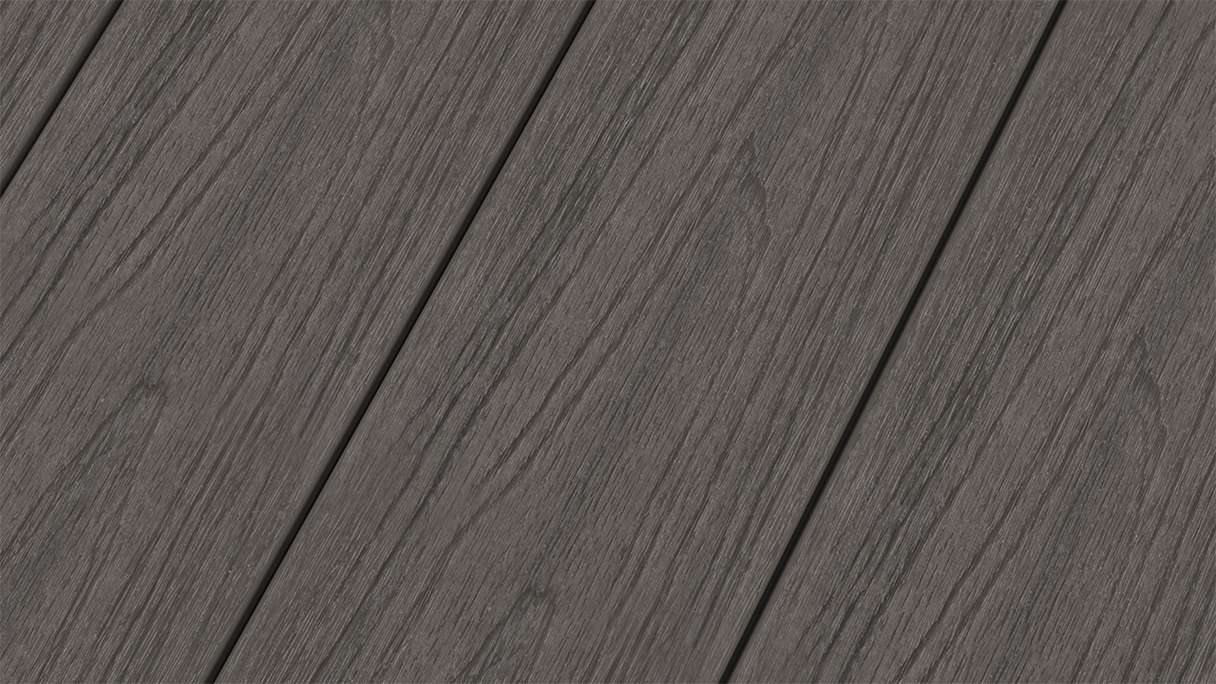 planeo MAXLine Nature - WPC CoEx coated XL decking board hollow chamber - dark grey 3m textured/smooth brushed