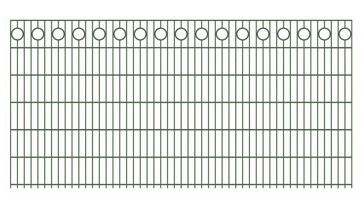 planeo double-rail decorative fence Halo 6/6/6 RAL 6005 moss green