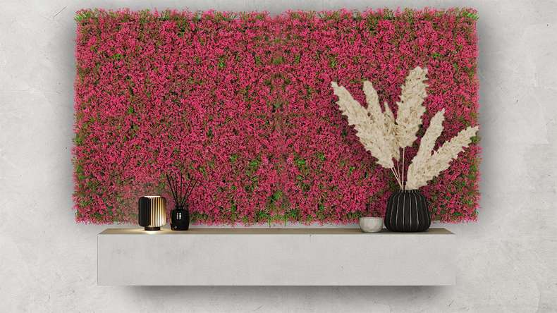 planeo acoustic panel - MixWall Leaf Mood Pink Design Grass 52 x 52 cm | artificial plant (PLMW-41111)