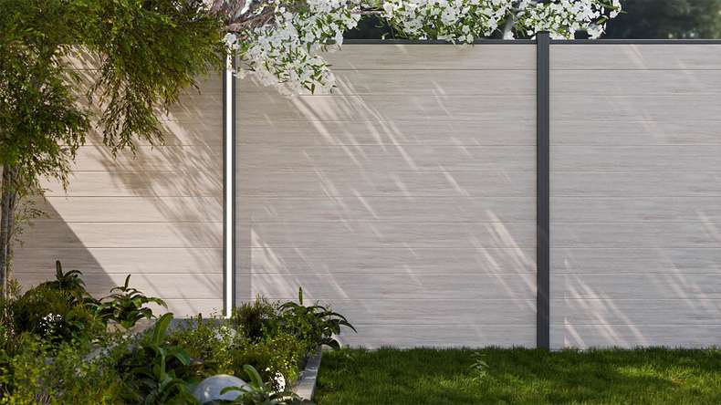 planeo Gardence Simply Small - PVC plug-in fence Sheffield Oak light 180 x 180 cm