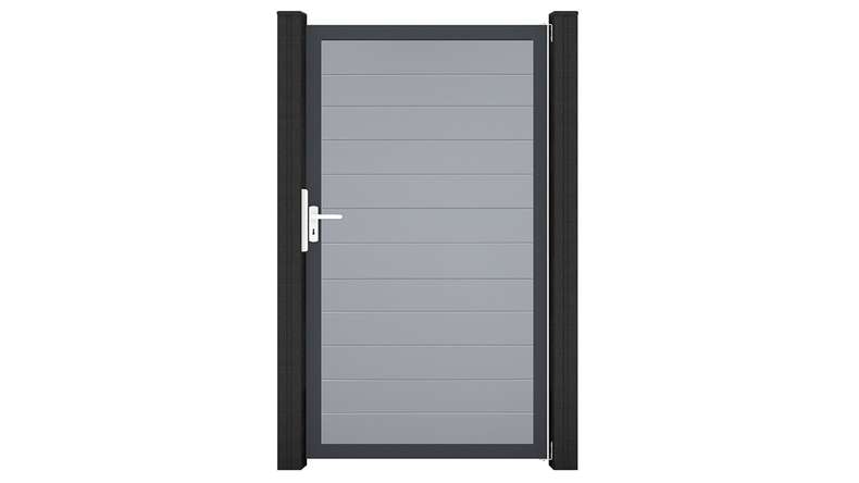 planeo Gardence Simply Small – Universal PVC gate, silver-grey with aluminium frame, 100 x 180 cm
