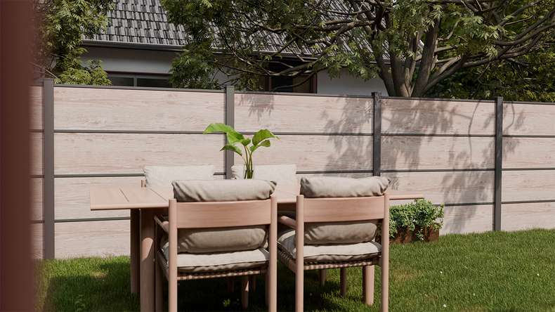planeo Gardence Resistant - HPL plug-in fence wood look 180 x 183 cm