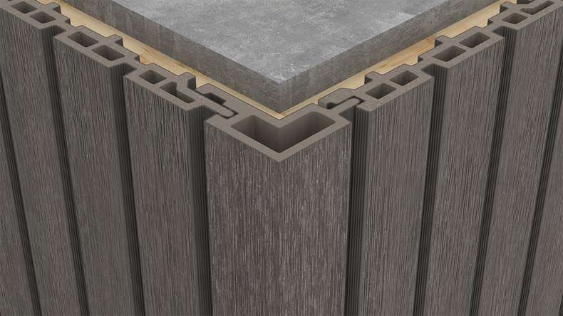 planeo LINEA – WPC CoEx external corner, dark grey, 2900 x 62 x 55 mm