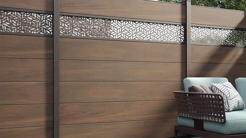 planeo Solid Grande - plug-in fence standard walnut co-ex