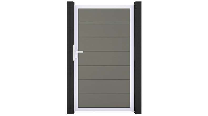 planeo Solid Grande - universal door grey with silver aluminium frame 180x100x4cm