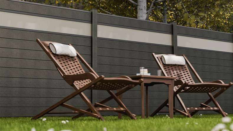 planeo Gardence Strong - BPC plug-in fence glass satin anthracite grey 180 x 180 cm