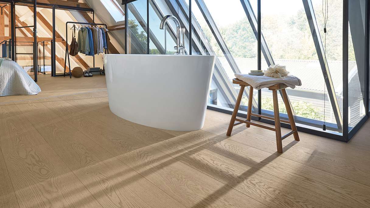 MEISTER Lindura wood flooring HD 400 - 20224 Oak natural sand grey ultra matt lacquered 2200 x 270 x 11 mm (500214-2200270-20224)