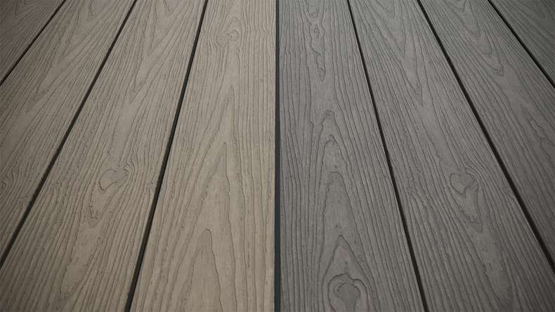 planeo CoEXWood WPC solid coated decking board - Grey/Cement 3m structured