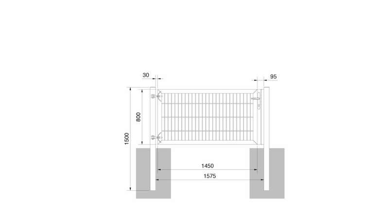 Universal door heavy 1-leaf hot-dip galvanised H 800 x W 1575 mm incl. gateposts