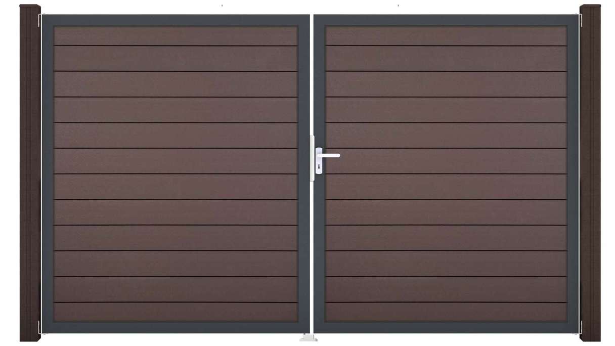 planeo Gardence Strong – BPC gate – 2-leaf ‘Terra’ with aluminium frame