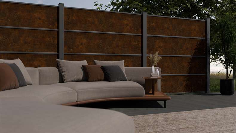 planeo Gardence Resistant - HPL plug-in fence rust-look 180 x 183 cm