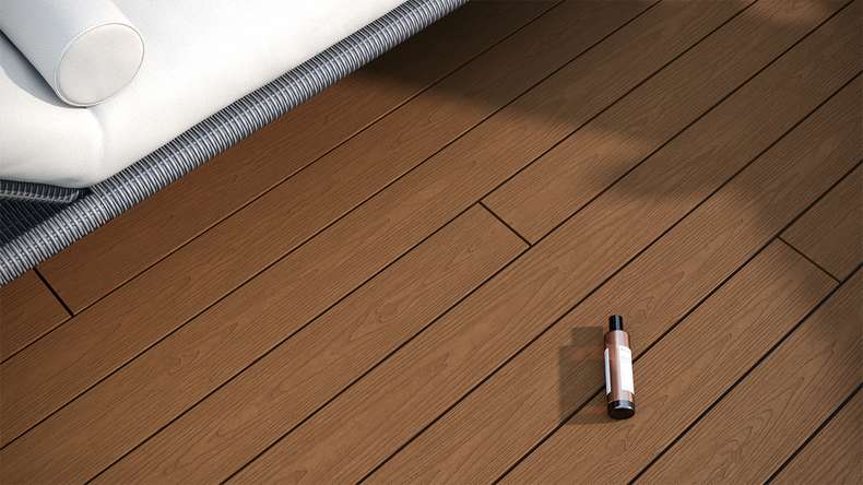 planeo CoEXWood WPC solid coated decking board - Sand/Caramel 4.8m structured