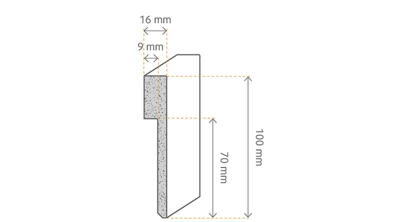 Tile cover strip MDF 16x100x2500 mm, white Modern 10 x 70 mm