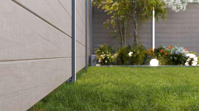 planeo Gardence Simply Small - PVC plug-in fence Monument Oak 180 x 180 cm