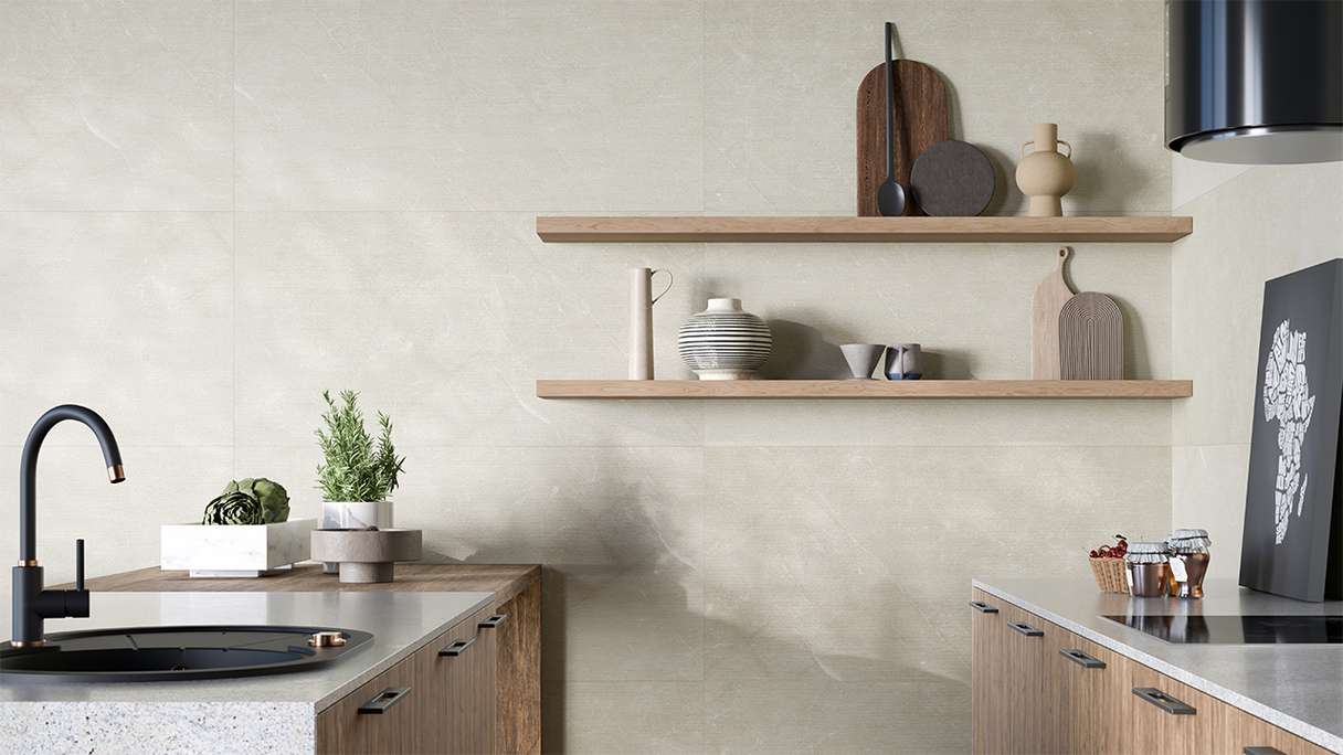 planeo wall cladding SPC - CeraRock Tile Stripes Ivory Marble 120 x 60 cm