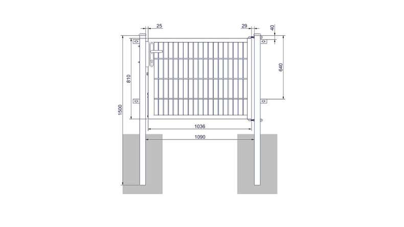 Universal door medium 1-leaf hot-dip galvanised incl. gateposts
