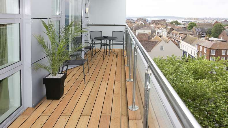 TerraWood wooden decking - Douglas fir Canadian - grooved / grooved
