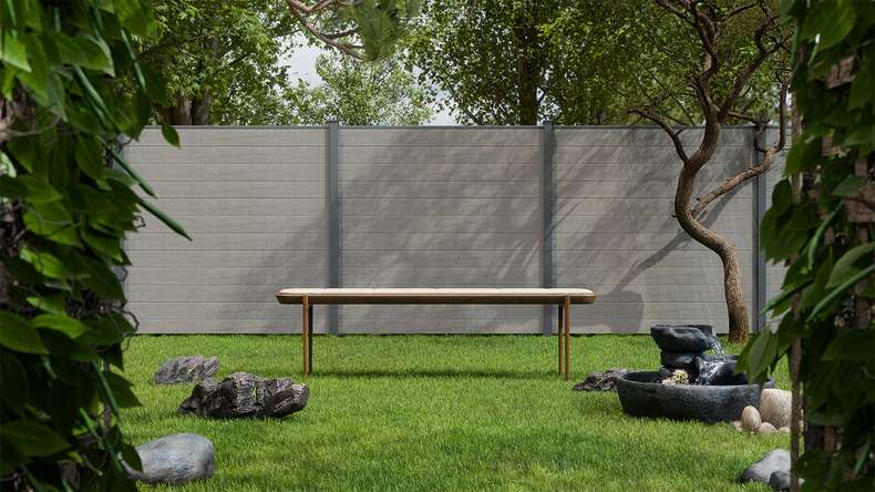planeo Gardence Simply Small - PVC plug-in fence Monument Oak 180 x 180 cm