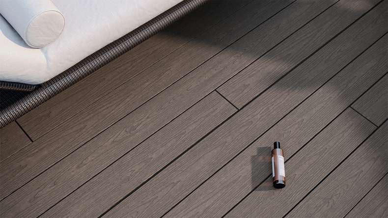 planeo CoEXWood WPC solid coated decking board - Anthracite grey/Grey-brown 3m structured