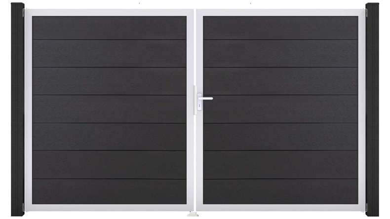 planeo Gardence Strong XL – BPC gate – double-leaf, anthracite grey with aluminium frame 